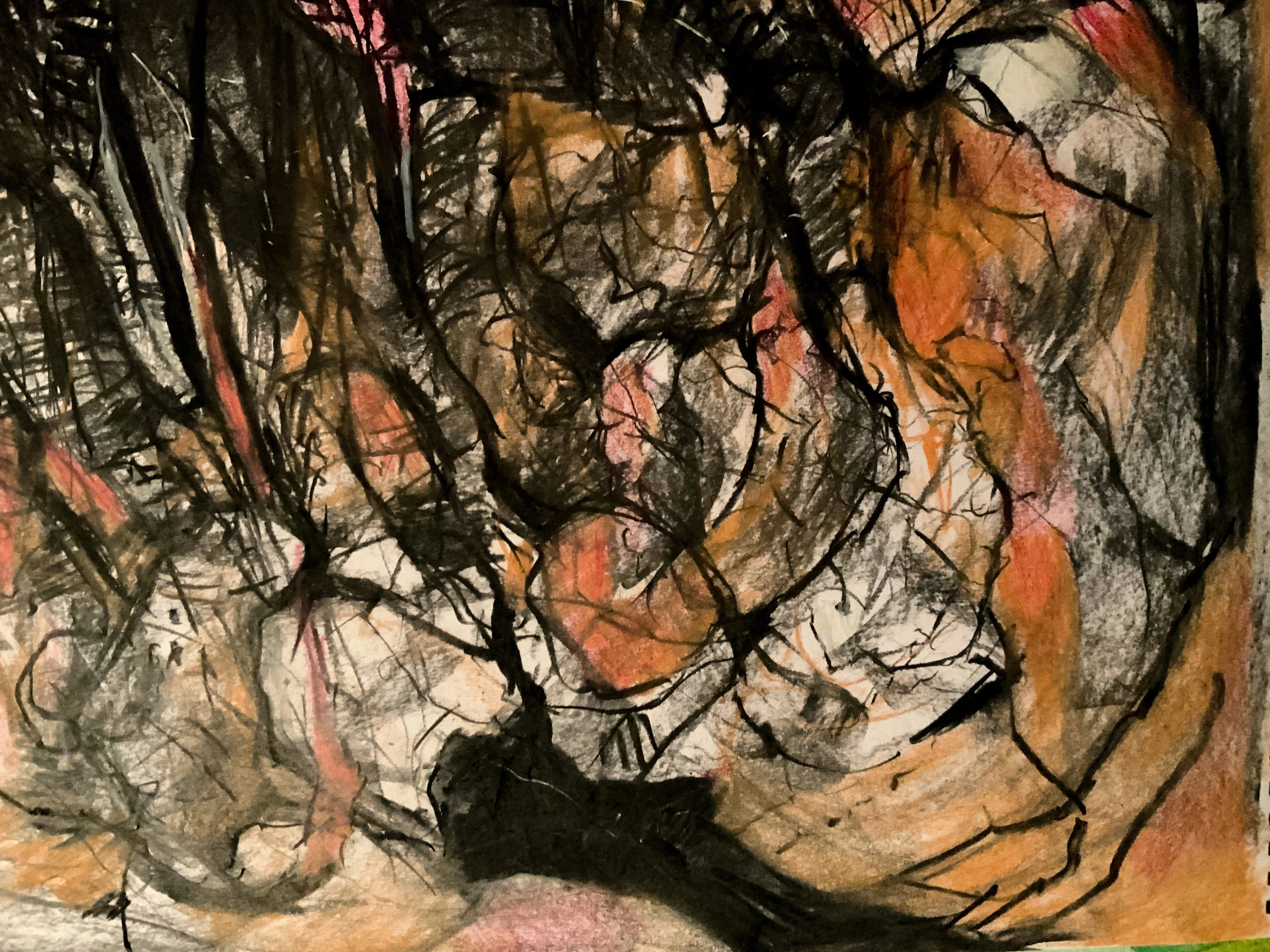 Conglomerate 2019, charcoal & mixed media